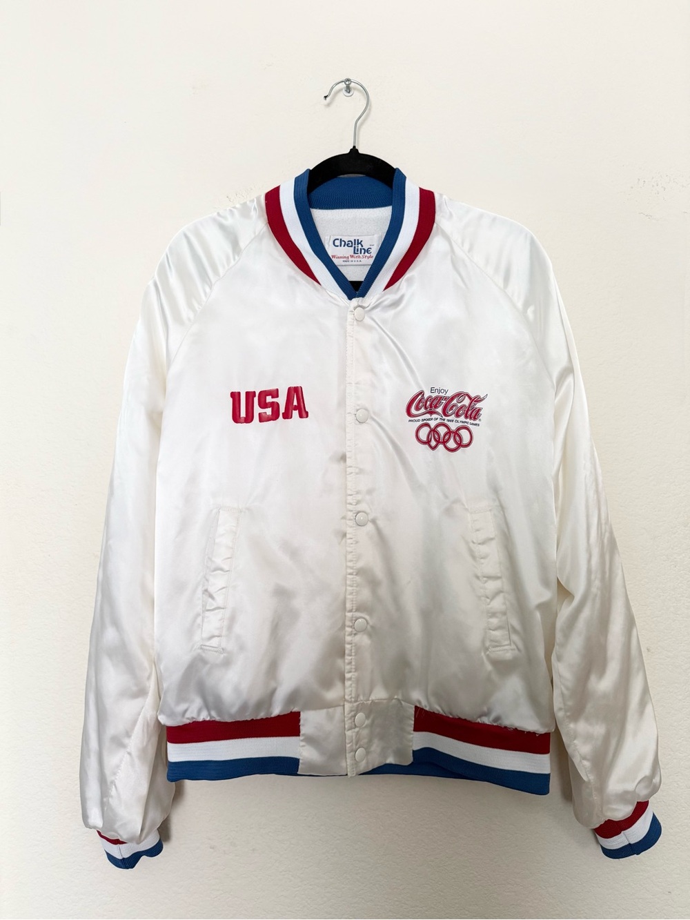 🇺🇸 vintage rare 1988 olympics coca cola team usa satin bomber unisex jacket